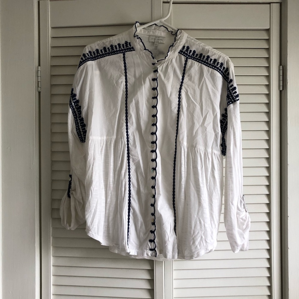 Lucky Brand Embroidered Long Sleeve Shirt